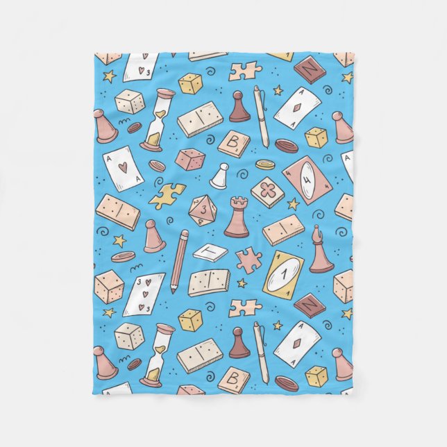 Classic Board Game Hand Drawn Seamless Pattern Fleece Blanket (Front)