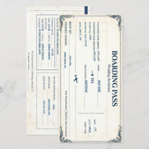 Classic  Boarding Pass Wedding Invite Customizable