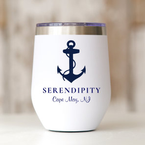Classic Boat Anchor Logo Thermal Wine Tumbler