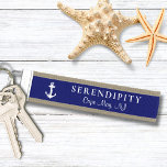 Classic Boat Anchor Monogram Navy Blue Wrist Keychain<br><div class="desc">Nautical-themed navy blue wrist keychain for your boat featuring a white classic illustration of an anchor and your boat's name and location in simple white lettering and script.</div>