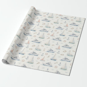 Classic Boat Anchor Watercolor Nautical Gift Wrapping Paper
