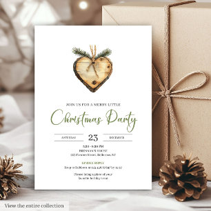Classic Bohemian Pine Wreath Watercolor Holiday Invitation