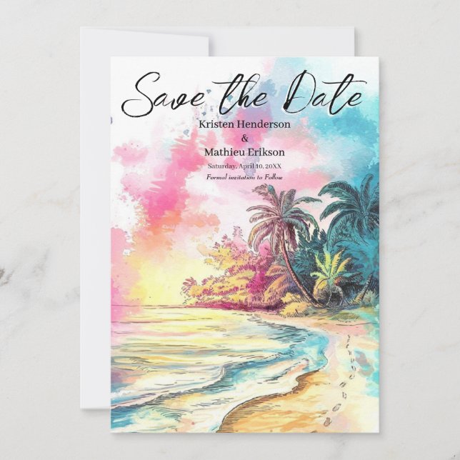 Classic Boho Beach Wedding Save The Date (Front)