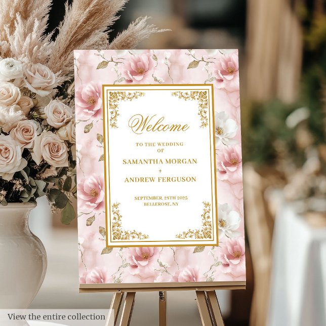 Classic Boho Blush Gold Wedding Welcome Poster (Classic Boho Blush Gold Wedding Welcome Poster)