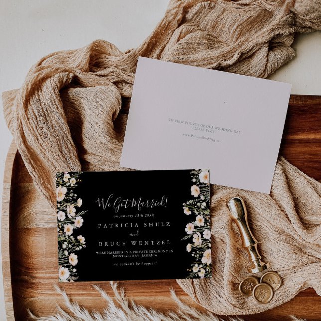Classic Boho Blush Wildflower Black Elopement Announcement (Creator Uploaded)