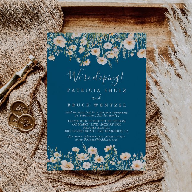 Classic Boho Blush Wildflower Elopement Reception Invitation (Creator Uploaded)