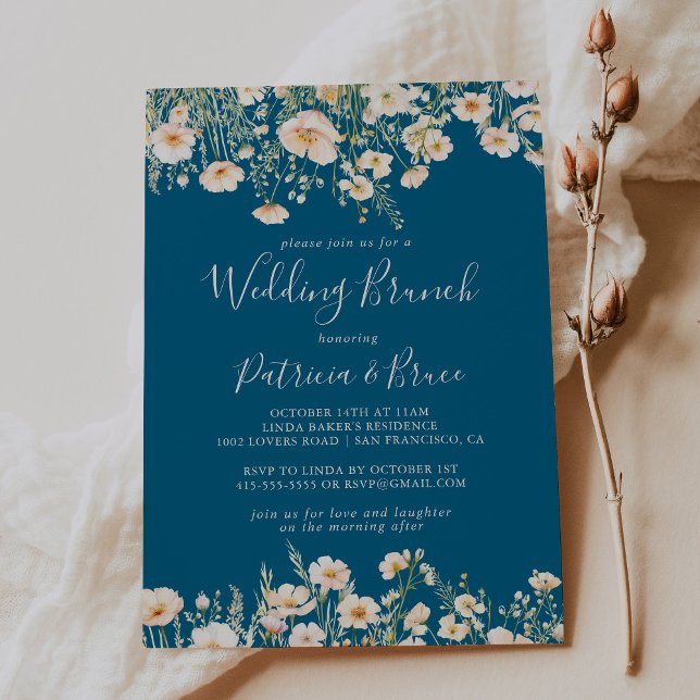 Classic Boho Blush Wildflower Wedding Brunch Invitation (Creator Uploaded)