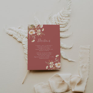 Classic Boho Blush Wildflower Wedding Directions Enclosure Card