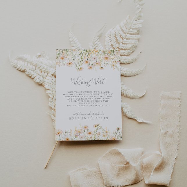 Classic Boho Blush Wildflower Wedding Wishing Well Enclosure Card (Creator Uploaded)
