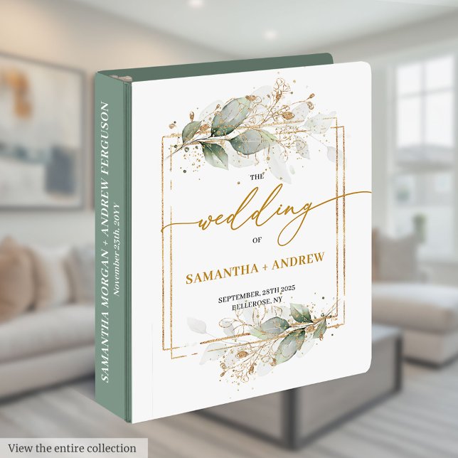 Classic Boho Eucalyptus Wedding Memory Keepsake 3 Ring Binder (Classic Eucalyptus Wedding Memory Keepsake)