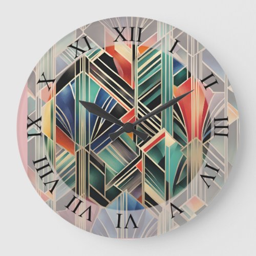 Classic Boho Jazzy Geometric  Elegant Design Large Clock