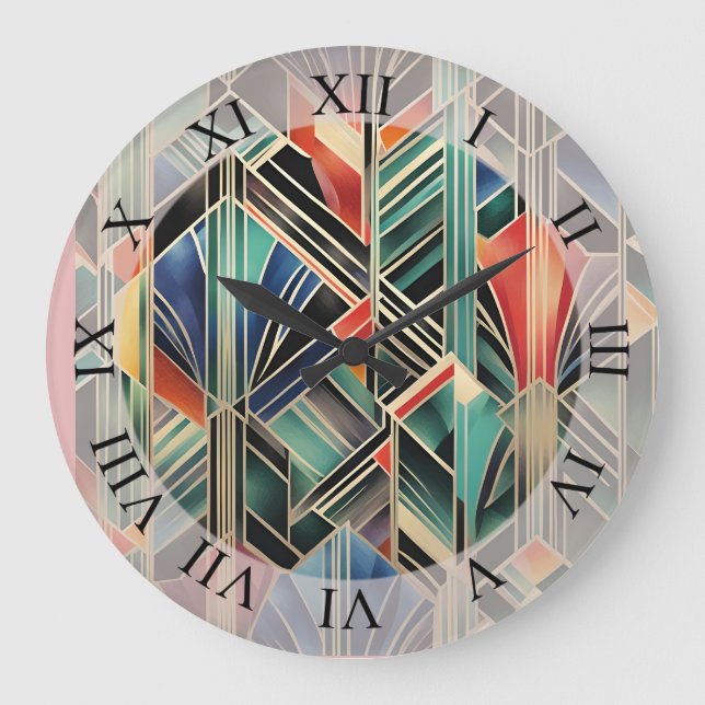 Classic Boho Jazzy Geometric  Elegant Design Large Clock (Front)