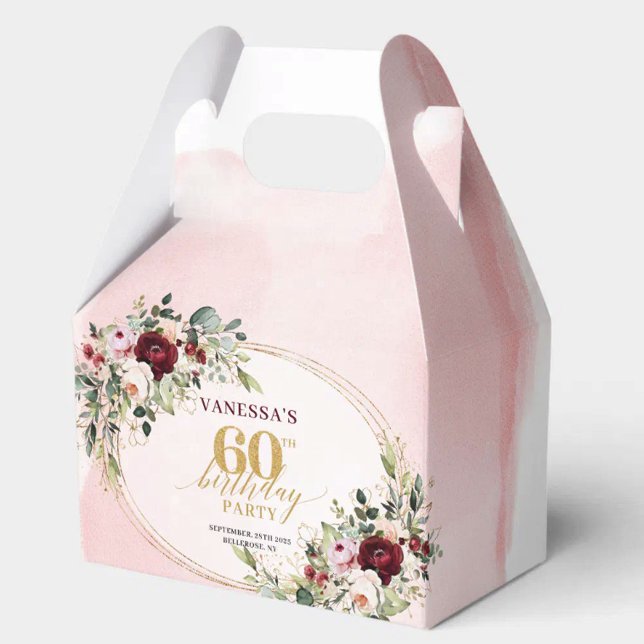 Classic Boho Maroon Roses 60th Birthday Favor Box (Classic Boho Maroon Roses 60th Birthday Favor Box

)