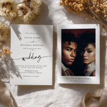 Classic Boho Minimalist Script Wedding Photo