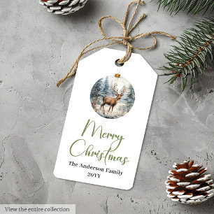 Classic Boho Neutral Colors Merry Christmas Gift Tags