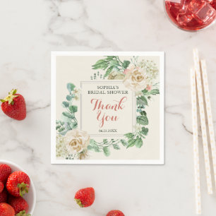 Classic Boho Rose Floral Bridal Shower Thank You Napkins