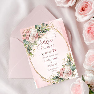 Classic Boho Rose Gold Eucalyptus Save The Date