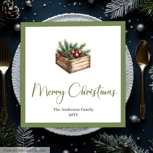 Classic Boho Scandinavian Christmas Tree Table  Paper Dinner Napkins (Classic Boho Scandinavian Christmas Tree Table Napkins)