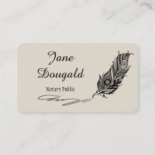 Classic Boho Tribal Folk Art Feather Pen Notary Business Card