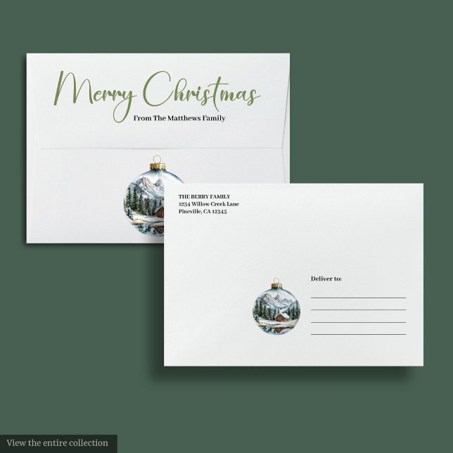 Classic Boho Watercolor Christmas Scene Mailer Envelope (Classic Boho Watercolor Christmas Scene Mailer)
