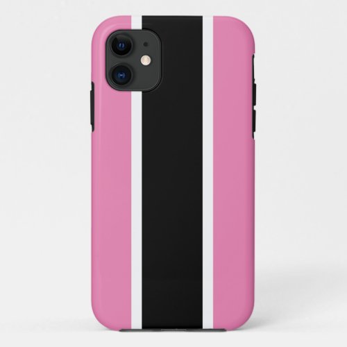 Classic Bold Black Fun Pink White Pinstripes iPhone 11 Case