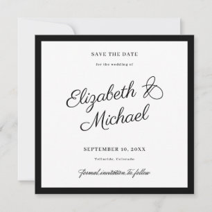 Classic Bold Border Square Save the Date Flat Card