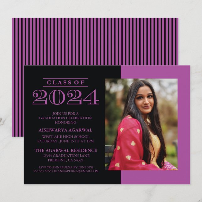 CLASSIC BOLD CLASS OF 2024 GRADUATION INVITATION (Front/Back)