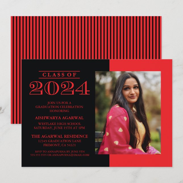 CLASSIC BOLD CLASS OF 2024 GRADUATION INVITATION (Front/Back)