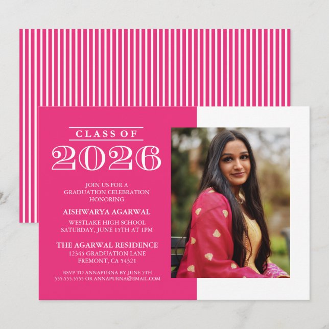 CLASSIC BOLD CLASS OF 2026 GRADUATION INVITATION (Front/Back)