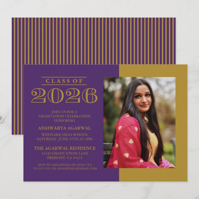 CLASSIC BOLD CLASS OF 2026 GRADUATION INVITATION (Front/Back)