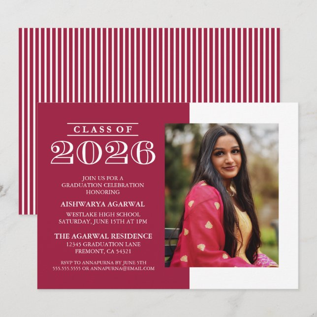 CLASSIC BOLD CLASS OF 2026 GRADUATION INVITATION (Front/Back)