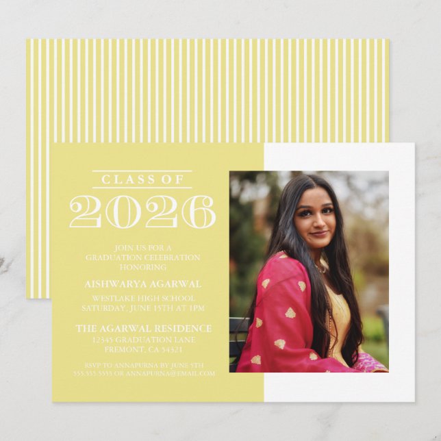 CLASSIC BOLD CLASS OF 2026 GRADUATION INVITATION (Front/Back)