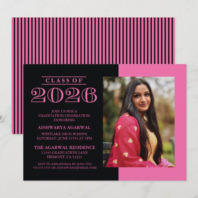 CLASSIC BOLD CLASS OF 2026 GRADUATION INVITATION (Front/Back)