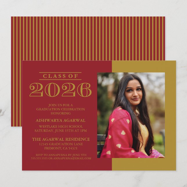 CLASSIC BOLD CLASS OF 2026 GRADUATION INVITATION (Front/Back)