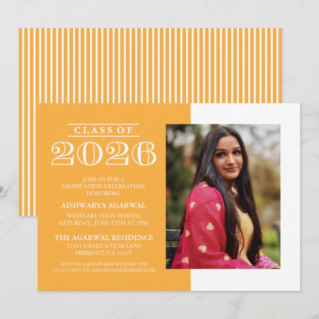 CLASSIC BOLD CLASS OF 2026 GRADUATION INVITATION (Front/Back)