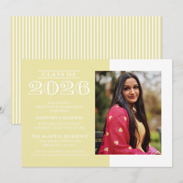 CLASSIC BOLD CLASS OF 2026 GRADUATION INVITATION (Front/Back)