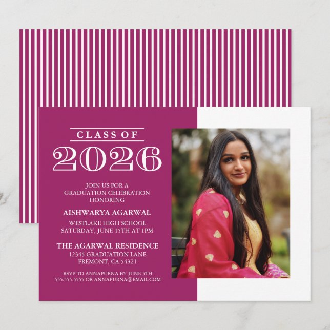 CLASSIC BOLD CLASS OF 2026 GRADUATION INVITATION (Front/Back)