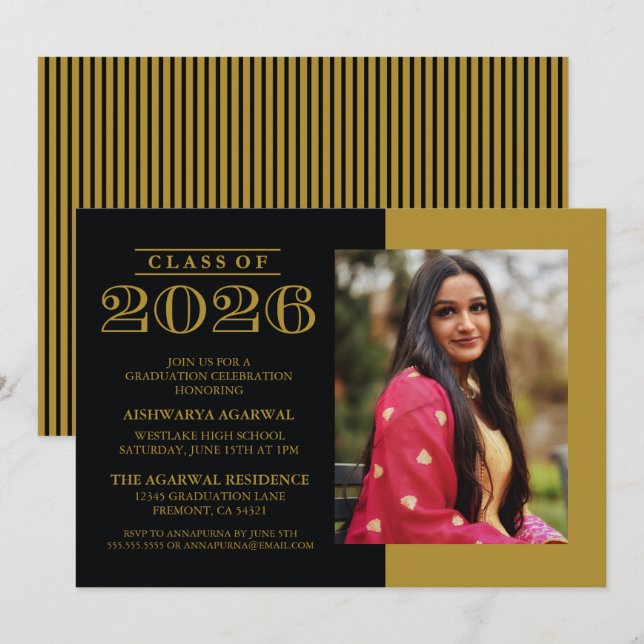 CLASSIC BOLD CLASS OF 2026 GRADUATION INVITATION (Front/Back)