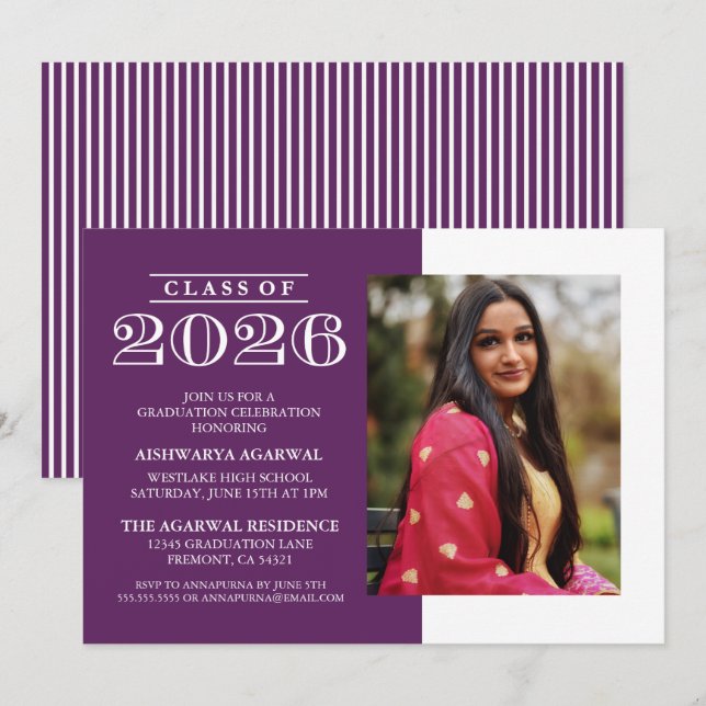CLASSIC BOLD CLASS OF 2026 GRADUATION INVITATION (Front/Back)