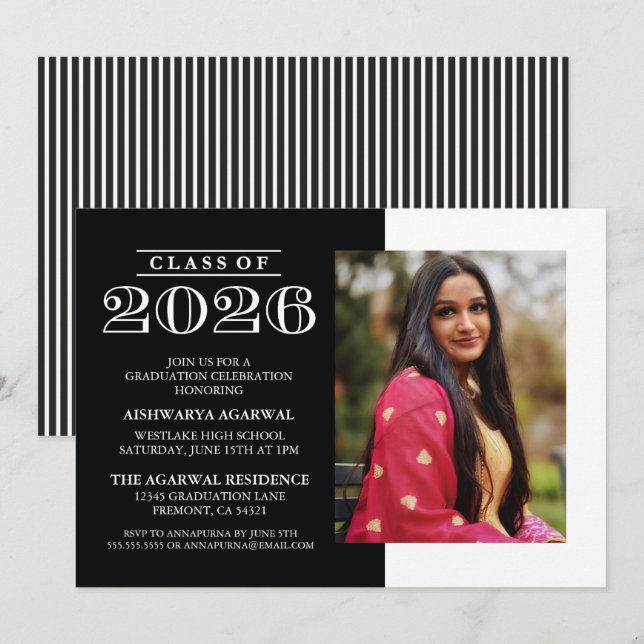 CLASSIC BOLD CLASS OF 2026 GRADUATION INVITATION (Front/Back)