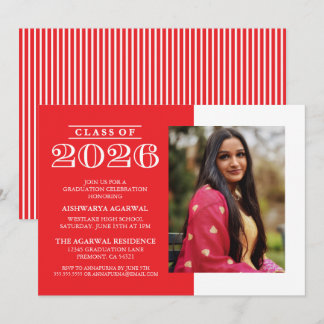 CLASSIC BOLD CLASS OF 2026 GRADUATION INVITATION