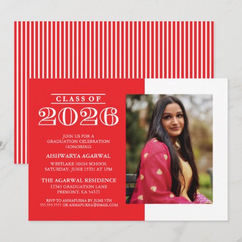 CLASSIC BOLD CLASS OF 2026 GRADUATION INVITATION