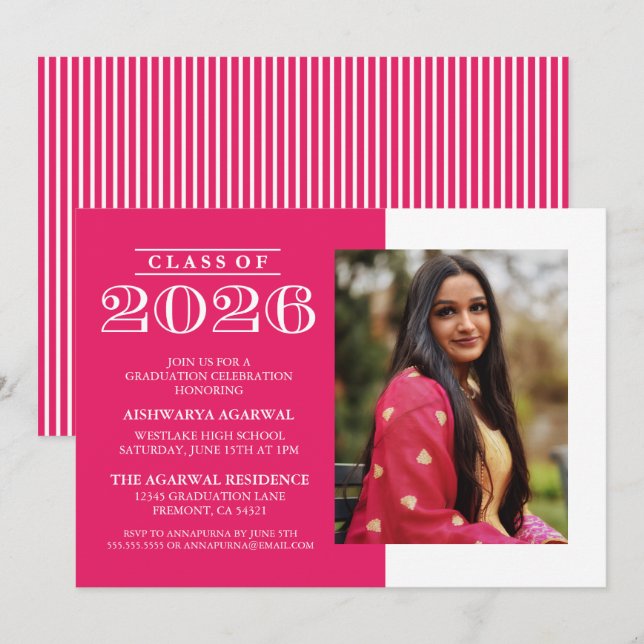 CLASSIC BOLD CLASS OF 2026 GRADUATION INVITATION (Front/Back)