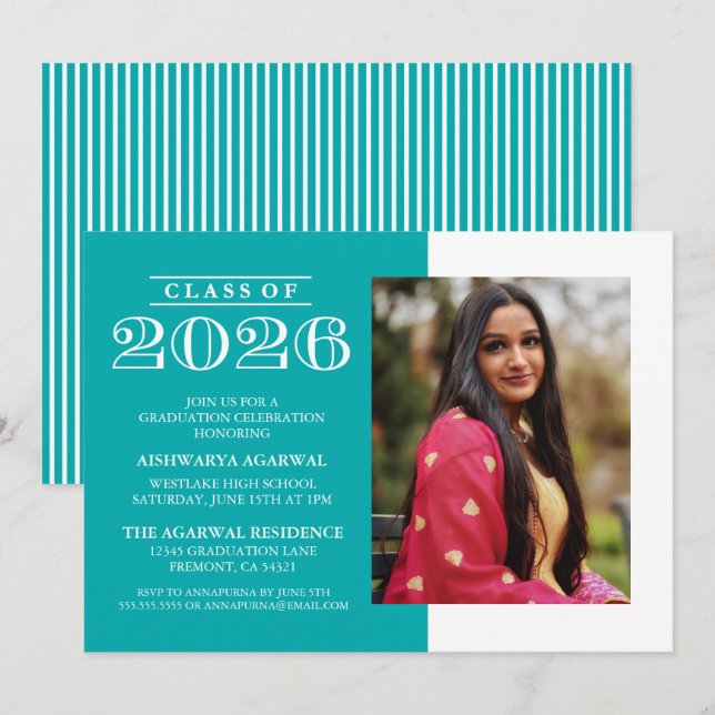 CLASSIC BOLD CLASS OF 2026 GRADUATION INVITATION (Front/Back)