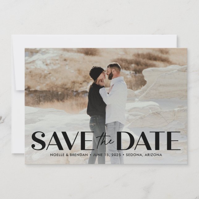 Classic Bold Editable Color Save The Date Card (Front)