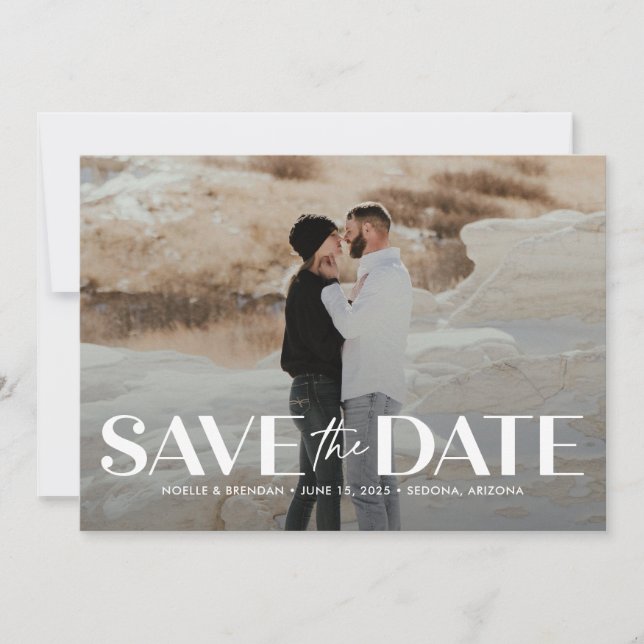 Classic Bold Editable Color Save The Date Card (Front)