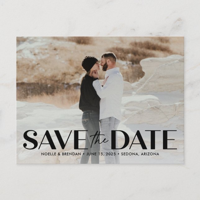 Classic Bold Editable Color Save The Date Postcard (Front)