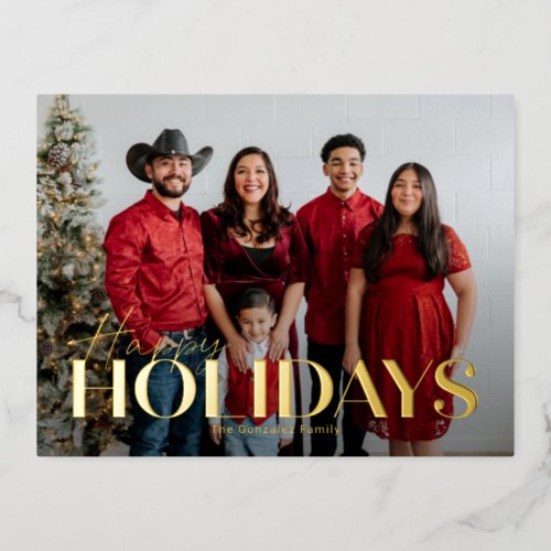 Classic Bold Foil Happy Holidays Postcard
