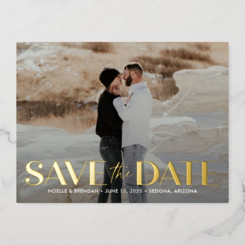 Classic Bold FOIL Wedding Save The Date Postcard