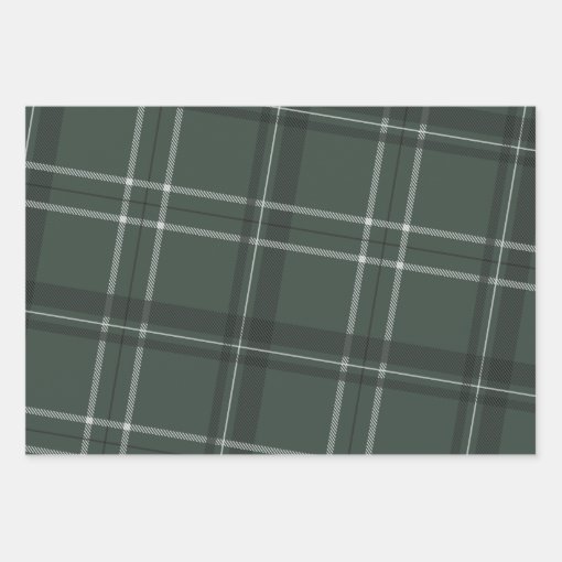 Classic bold holiday plaid and stars hunter green wrapping paper sheets